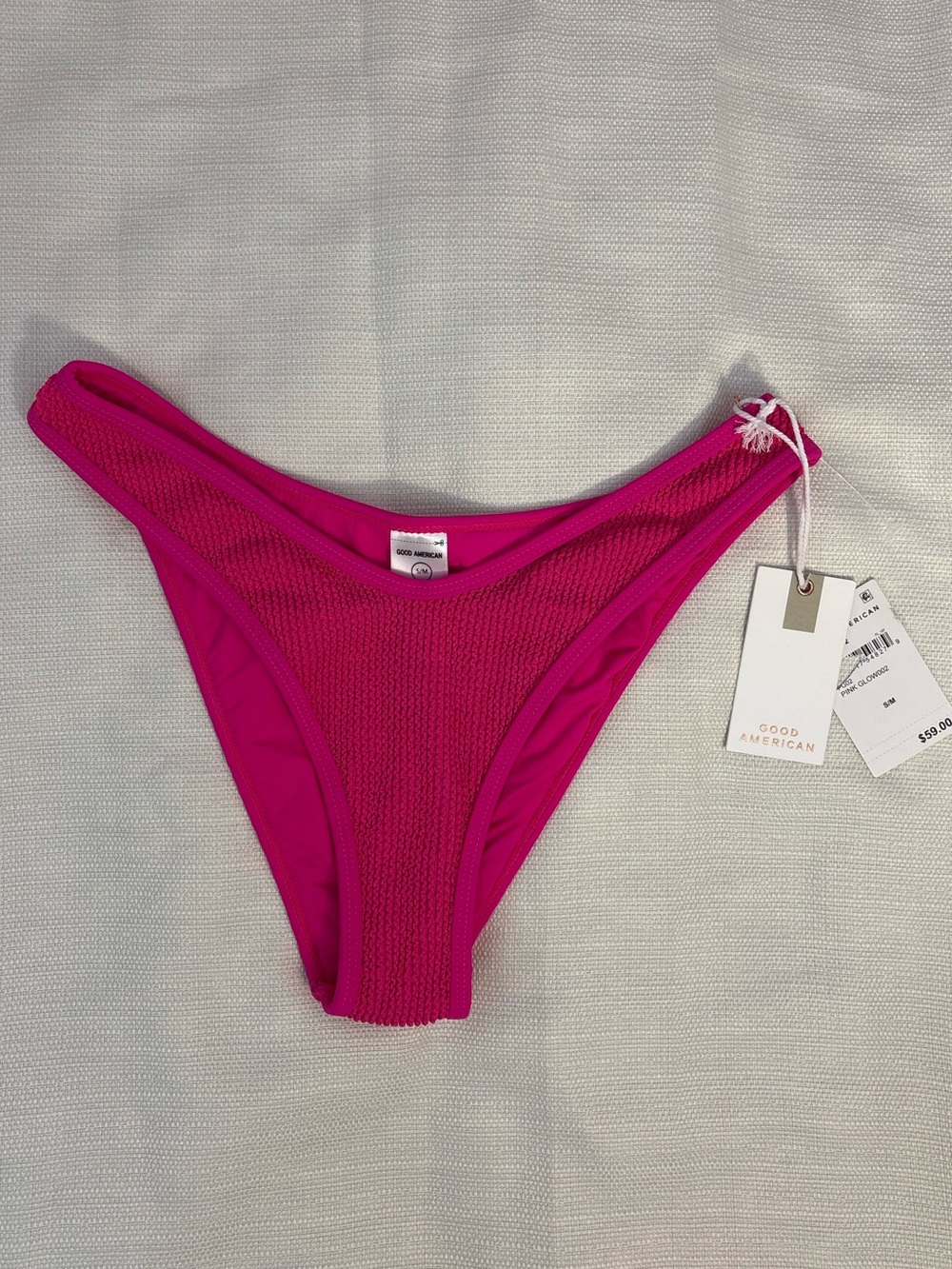 Good American Thong Bikini Bottom In Pink Sz S/M NWT -